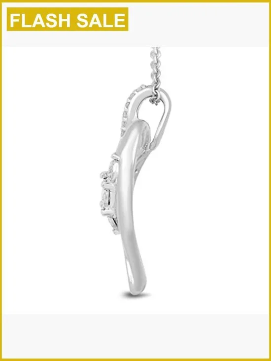 Sterling Silver Diamond Heart Pendant Necklace 18 Inch Chain - Picture 3 of 7